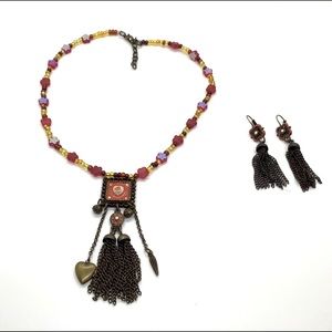 Set of necklace and earrings